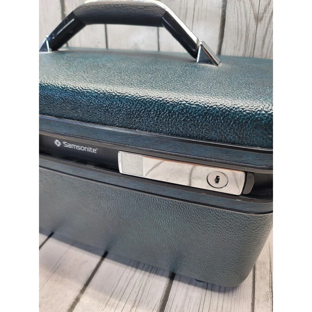 VTG 80s Samsonite Series 2800 Train Travel Cosmetic Case Blue w Key Storage Tray